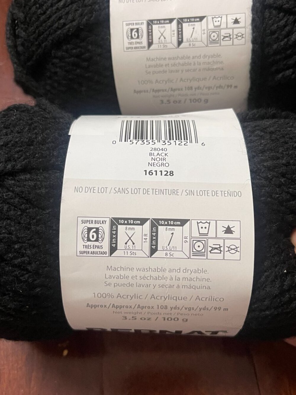 Bernat Softee Chunky Black Yarn Lot of 3 - Picture 5 of 6